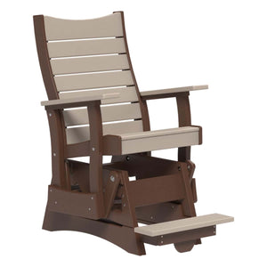 2' Contour Balcony Glider Porch Swing Weatherwood & Chestnut Brown