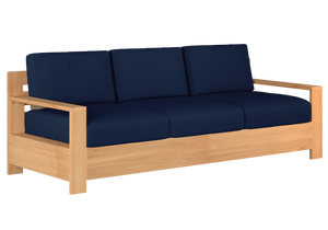 Lothair 4-Piece Teak Outdoor Patio Deep Seating Set with Sunbrella Navy Cushions