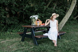 Heritage 72" Picnic Table with Attached Benches - The Charming Bench Company