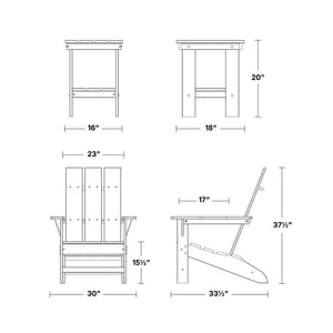 Freedom 3-Piece Modern Adirondack Set with Side Table