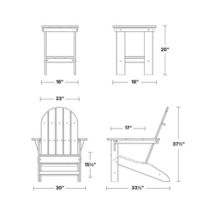 Freedom 3-Piece Traditional Adirondack Set with Side Table