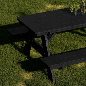 Heritage 72" Picnic Table with Attached Benches - The Charming Bench Company