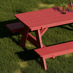 Heritage 72" Picnic Table with Attached Benches - The Charming Bench Company