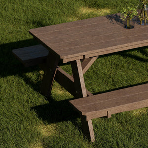 Heritage 72" Picnic Table with Attached Benches - The Charming Bench Company