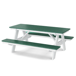 Heritage 72" Picnic Table with Attached Benches - The Charming Bench Company