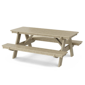 Heritage 72" Picnic Table with Attached Benches - The Charming Bench Company