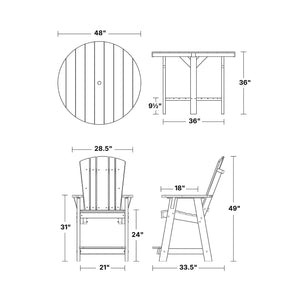 Heritage 5-Piece 48" Pub Counter Set - The Charming Bench Company