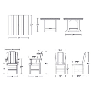Heritage 5-Piece 44"x44" Dining Set - The Charming Bench Company