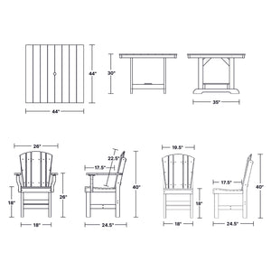 Heritage 5-Piece 44"x44" Dining Set - The Charming Bench Company