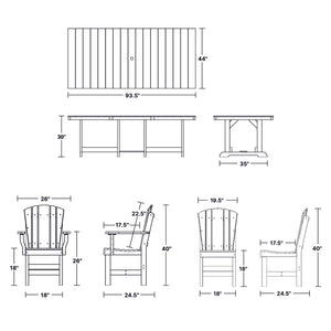 Heritage 9-Piece 44"x94" Dining Set - The Charming Bench Company