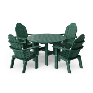 Classic 5-Piece 46" Round Dining Set with Deck Chairs - The Charming Bench Company