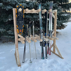 Cedar Log Ski Storage Rack