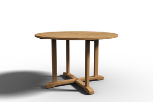 Abel 47.25-inch Round Teak Outdoor Dining Table with Umbrella Hole Dining Table