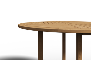 Abel 47.25-inch Round Teak Outdoor Dining Table with Umbrella Hole Dining Table