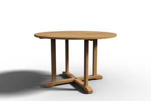Abel 47.25-inch Round Teak Outdoor Dining Table with Umbrella Hole Dining Table