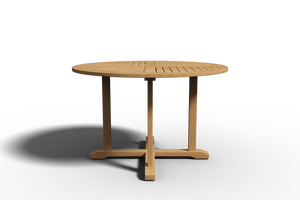 Abel 47.25-inch Round Teak Outdoor Dining Table with Umbrella Hole Dining Table