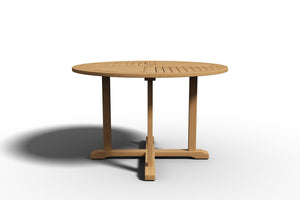 Abel 47.25-inch Round Teak Outdoor Dining Table with Umbrella Hole Dining Table