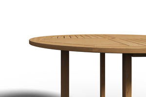 Abel 47.25-inch Round Teak Outdoor Dining Table with Umbrella Hole Dining Table