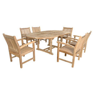 Bahama Sahara Armchair 7-Pieces 87" Oval Dining Set Dining Set