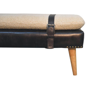 Boucle Buffalo Hide Leather Bench Bench