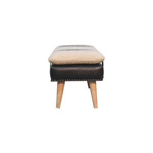 Boucle Buffalo Hide Leather Bench Bench