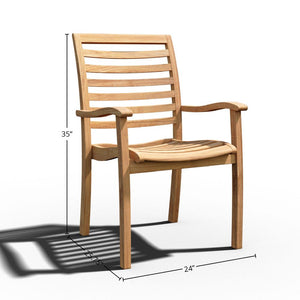 Clarisse 7-Piece Rectangular Teak Outdoor Dining Set with Extendable Table and Stacking Armchairs Outdoor Dining Set