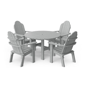 Classic 5-Piece 46" Round Dining Set with Deck Chairs Dining Set
