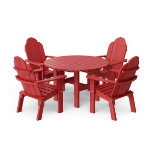Classic 5-Piece 46" Round Dining Set with Deck Chairs Dining Set