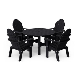 Classic 5-Piece 46" Round Dining Set with Deck Chairs Dining Set