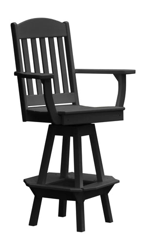 Classic Swivel Counter Chair with Arms Outdoor Table Black Paint