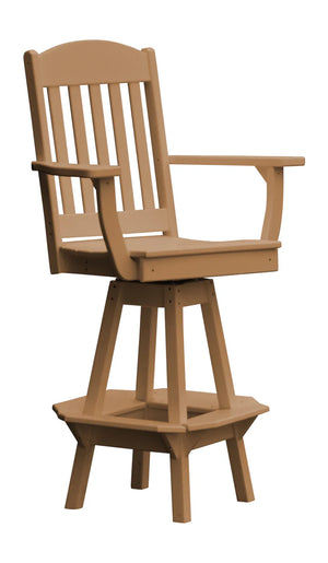 Classic Swivel Counter Chair with Arms Outdoor Table Cedar Stain