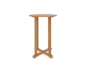 Clement Round Teak Outdoor Bar Height Bistro Table with Umbrella Hole Bar Table
