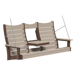 Contour Swing Porch Swing 5ft / Weatherwood & Chestnut Brown