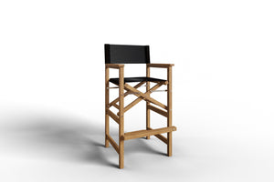 Directeur 3-Piece Square Teak Outdoor Bar Height Dining Set in Black with Folding Armchairs Outdoor Dining Set