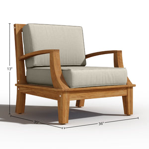 Eliane 4-Piece Teak Outdoor Patio Deep Seating Set with Sunbrella Canvas Cushions Outdoor deep seating