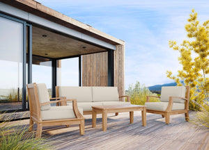 Eliane 4-Piece Teak Outdoor Patio Deep Seating Set with Sunbrella Canvas Cushions Outdoor deep seating