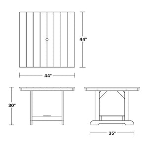 Heritage 44"x44" Dining Table Outdoor Table