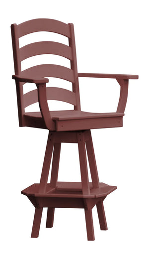 Ladderback Swivel Counter Chair with Arms Outdoor Table Cherrywood
