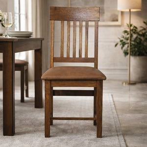 Leather Slatted Dining Chair (Set of 2) Bench