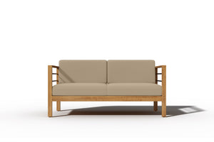 Leon 4-Piece Teak Outdoor Patio Deep Seating Set with Sunbrella Fawn Cushions Outdoor deep seating