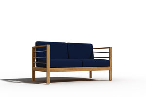 Leon 4-Piece Teak Outdoor Patio Deep Seating Set with Sunbrella Navy Cushions Outdoor deep seating