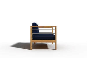 Leon 4-Piece Teak Outdoor Patio Deep Seating Set with Sunbrella Navy Cushions Outdoor deep seating