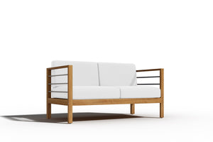 Leon 4-Piece Teak Outdoor Patio Deep Seating Set with Sunbrella White Cushions Outdoor deep seating