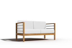 Leon 4-Piece Teak Outdoor Patio Deep Seating Set with Sunbrella White Cushions Outdoor deep seating
