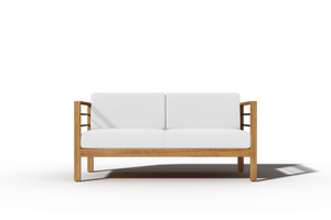 Leon 4-Piece Teak Outdoor Patio Deep Seating Set with Sunbrella White Cushions Outdoor deep seating
