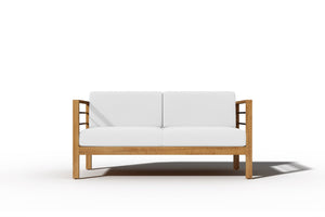 Leon 4-Piece Teak Outdoor Patio Deep Seating Set with Sunbrella White Cushions Outdoor deep seating