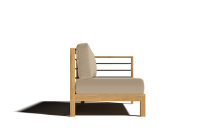 Leon 7-piece Teak Outdoor Sectional Deep Seating Set with Sunbrella Fawn Cushions Outdoor deep seating