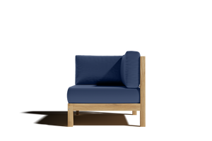 Leon 7-piece Teak Outdoor Sectional Deep Seating Set with Sunbrella Navy Cushions Outdoor deep seating