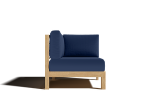 Leon 7-piece Teak Outdoor Sectional Deep Seating Set with Sunbrella Navy Cushions Outdoor deep seating