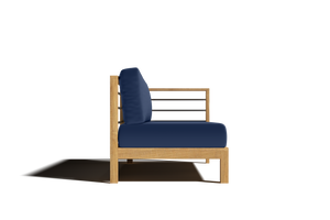 Leon 7-piece Teak Outdoor Sectional Deep Seating Set with Sunbrella Navy Cushions Outdoor deep seating